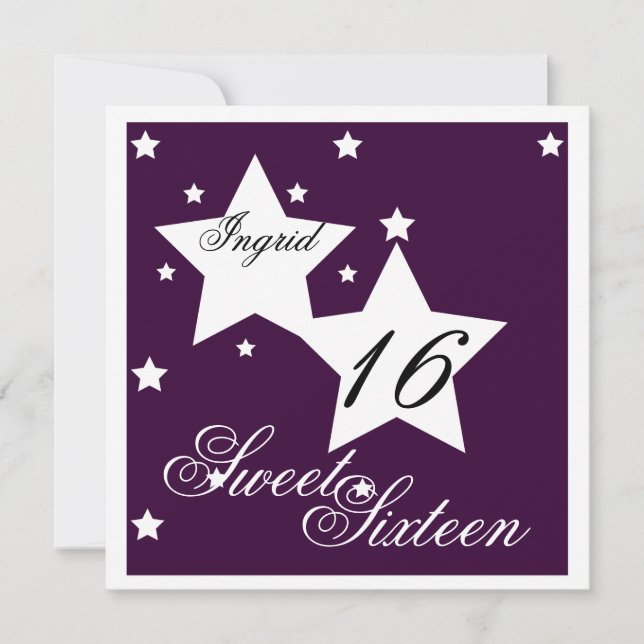 Debutant Star 16 . Geburtstag-Cust. Einladung (Vorderseite)