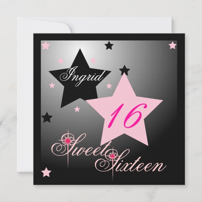 Debutant Star 16 . Geburtstag-Cust. Einladung (Vorderseite)