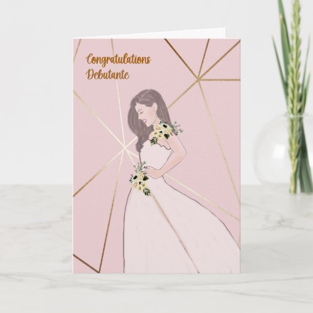 Debutante gratuliert Light Pink Card Karte (Vorderseite)