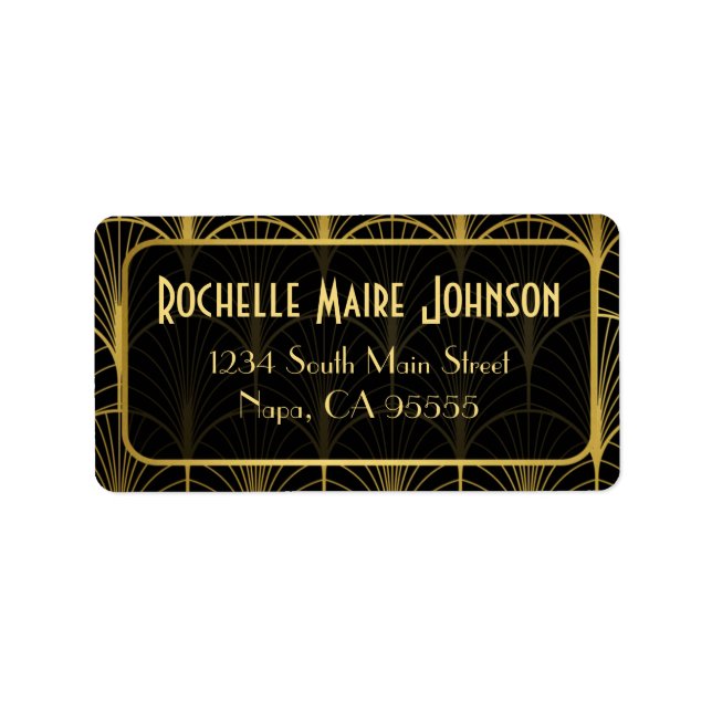 Decadence Golden Art Deco Address Labels Adressaufkleber (Vorne)