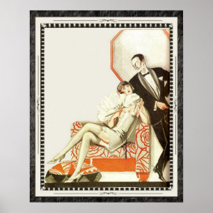 Decadent 1920er Art Deco Avant Garde Couple Poster