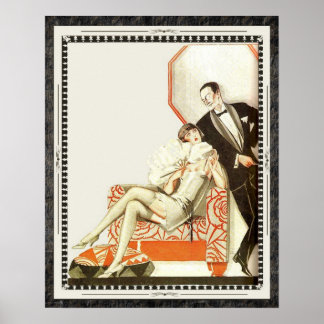Decadent 1920er Art Deco Avant Garde Couple Poster
