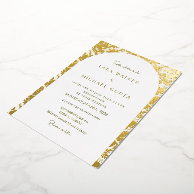 Decadent Arch Gold Foiled Wedding Einladung (Gedreht)