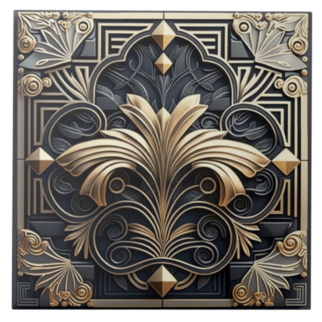 Decadent Art Deco Keramik Tile Set Fliese (Vorderseite)