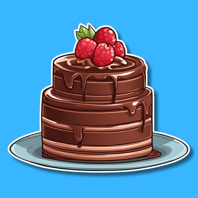 Decadent Raspberry Fudge Cake wasserdicht Aufkleber (Von Creator hochgeladen)
