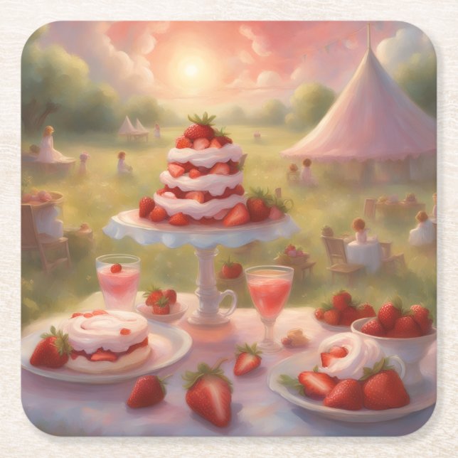 Decadent strawberry shortcake party supplies rechteckiger pappuntersetzer (Vorderseite)