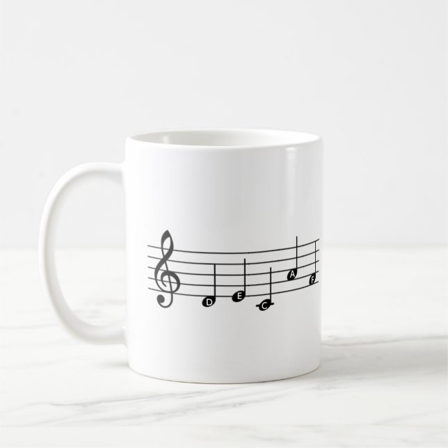 Decaf "DECAF" Musiknote Kaffee Tasse Klavierlehrer (Links)