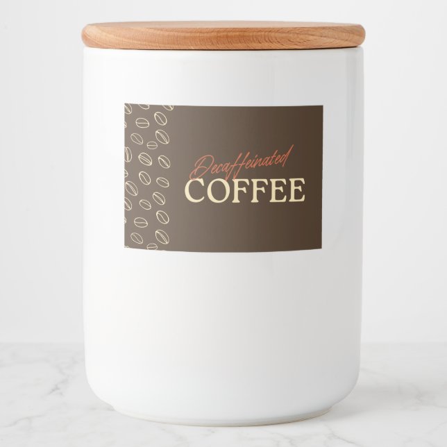 Decaffeinated Coffee Label – Retro Coffee Beans Lebensmitteletikett (Vorderseite)
