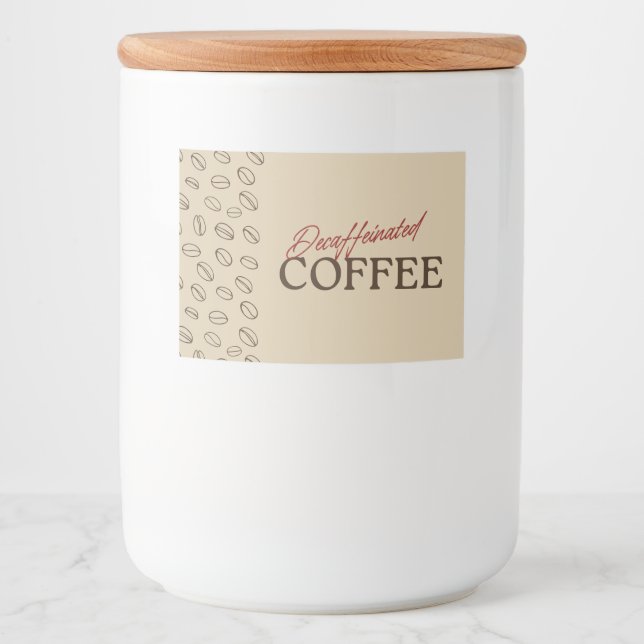 Decaffeinated Coffee Label – Retro Coffee Beans Lebensmitteletikett (Vorderseite)