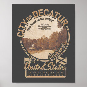 DECATUR ALABAMA - VINTAGE STADTSTRASSE POSTER