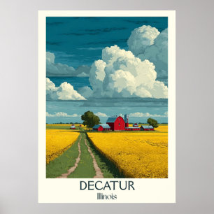 Decatur Illinois Vintager ländlicher Bauernhof Poster