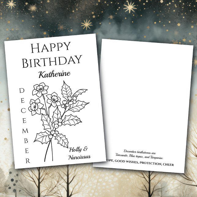 December Birth Flower Holly And Narcissus Karte (Von Creator hochgeladen)