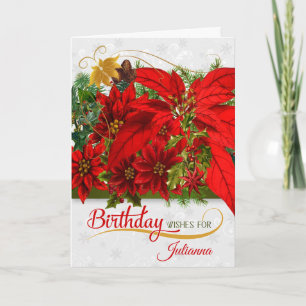 December Birthday Poinsettias Karte
