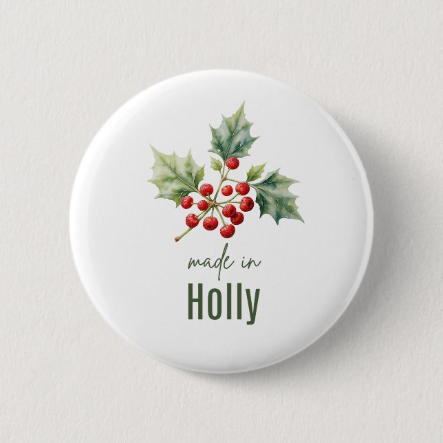 December Holly  Birth Flower Flat Thank You  Button (Vorderseite)