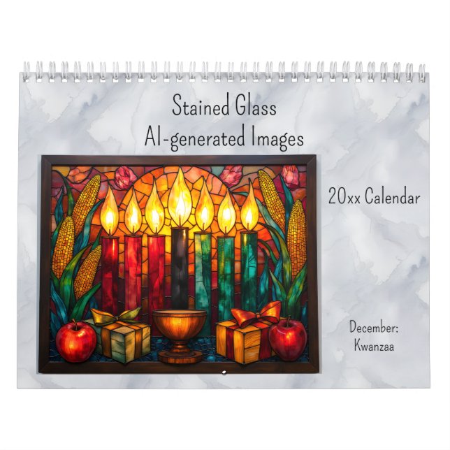December Kwanzaa Theme Stained Glass AI-generated Kalender (Titelbild)