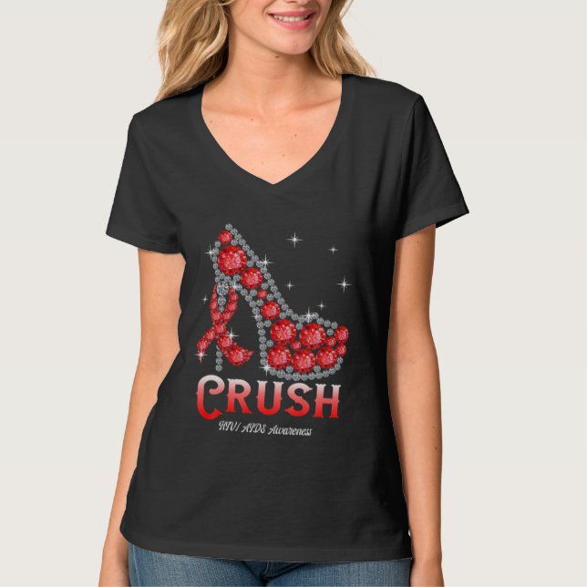 December Red Ribbon High Heel Warrior HIV AIDS Awa T-Shirt (Vorderseite)