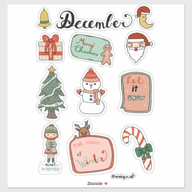December Sticker Sheet - Snowman & Christmas Joy (Blatt)