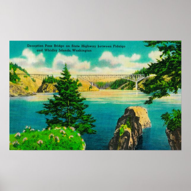 Deception Pass Bridge, Fidalgo und Whidby Island Poster (Vorne)