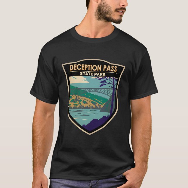 Deception Pass Staat Park Bridge Washington T-Shirt (Vorderseite)