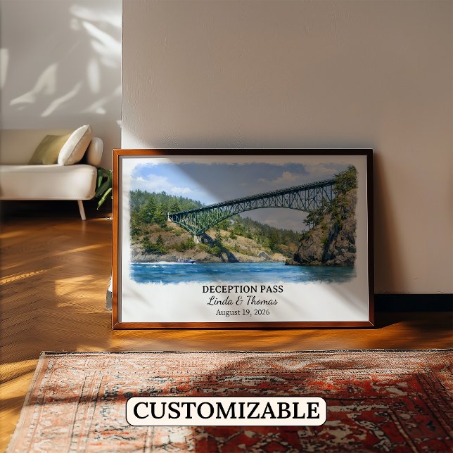 Deception Pass Washington Poster, Aquarell, Kunden Poster (Von Creator hochgeladen)