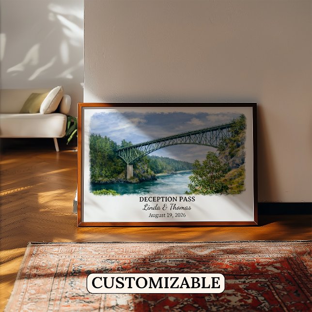 Deception Pass Washington Poster, Aquarell, Kunden Poster (Von Creator hochgeladen)