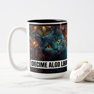 Decime Algo Lindo Funny Cat Mug - High Contrast Ne Zweifarbige Tasse