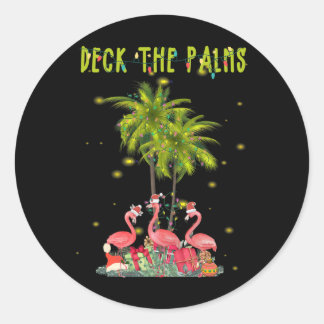 Deck den Palms Hawaiian Weihnachtsleuchten Palm Fl Runder Aufkleber