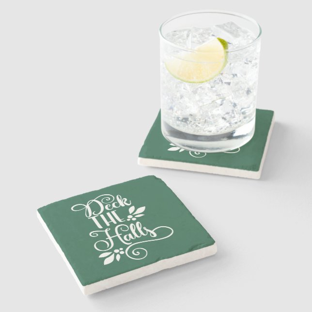 Deck der Hallen Typografie Holidays Steinuntersetzer (Seitenansicht)