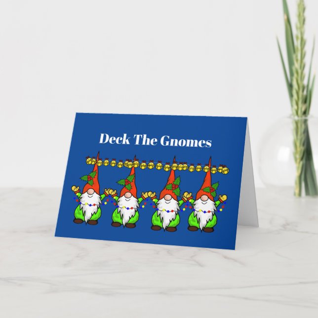 Deck die Gnomes Funny Christmas Card Karte (Vorderseite)