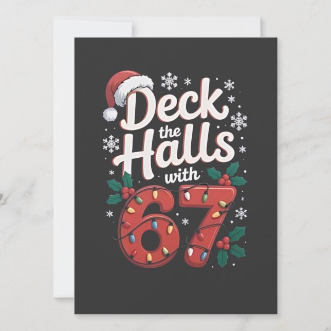 Deck die Hallen mit 6 7 Lustigem Weihnachten Sechs Einladung (Vorderseite)
