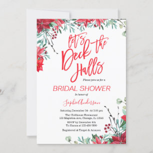 Deck die Hallen Poinsettia Weihnachtsfest Brautpar Einladung