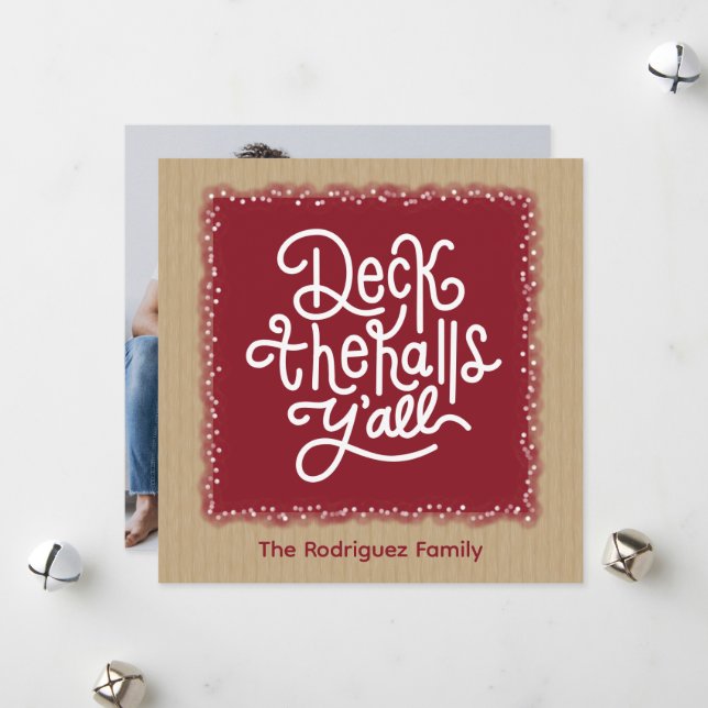 Deck die Hallen Y'all Feiertagskarte (Vorderseite/Rückseite Beispiel)