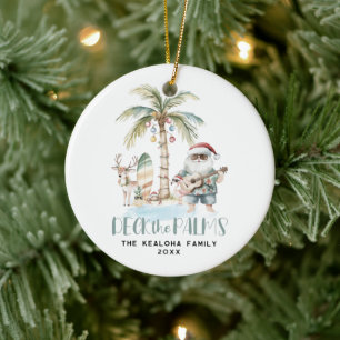 Deck die Palmen Lustiges tropisches Weihnachtsfo Keramik Ornament