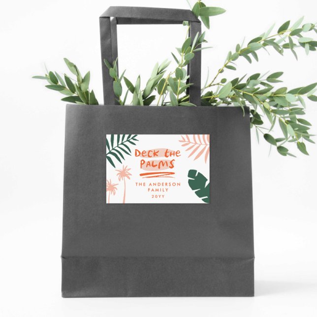 Deck die Palmen Weihnachten tropischen modern Rechteckiger Aufkleber (Von Creator hochgeladen)