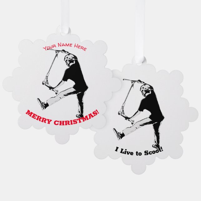 Deck Grabbing - Stunt Scooter Trick Ornament Karte (Vorderseite/Rückseite)