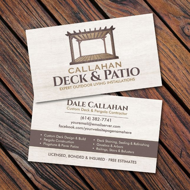 Deck & Patio-Baufirma Rustikales Holz Visitenkarte (Von Creator hochgeladen)