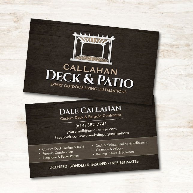 Deck & Patio-Baufirma Rustikales Holz Visitenkarte (Von Creator hochgeladen)