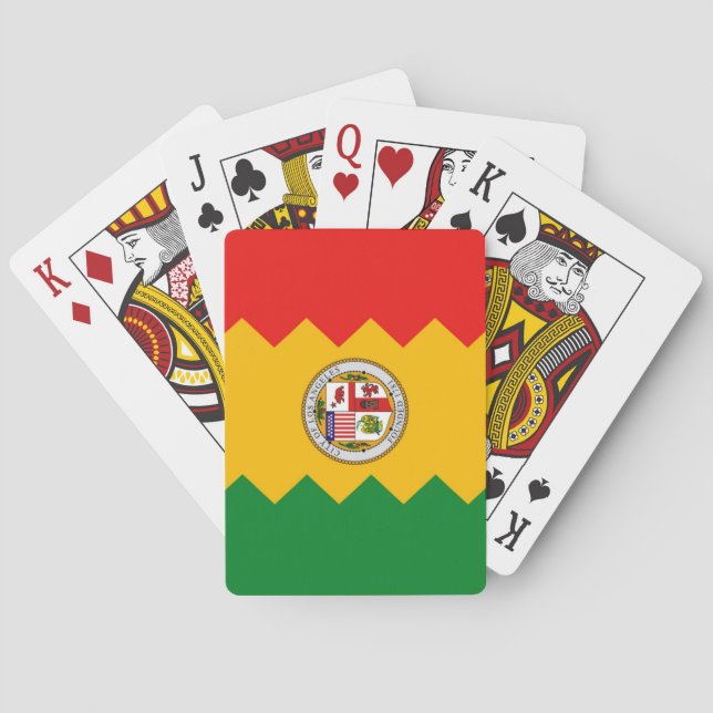Deck Playing Cards with Flag of Los Angeles, USA Spielkarten (Rückseite)