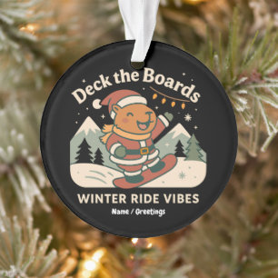 Deck the Boards Süßer Santa-Capybara-Snowboardfahr Ornament