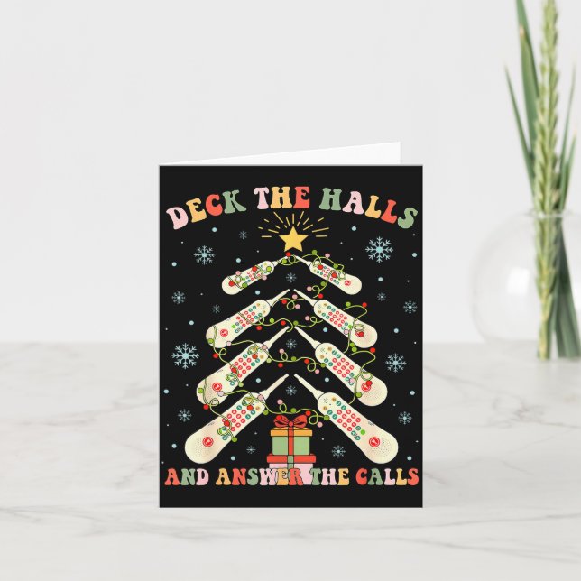 Deck The Halls &amp; Answer The Calls Cna Christma Karte (Vorderseite)