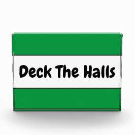 DECK THE HALLS Christmas Green White Stripes Fotoblock
