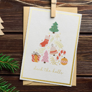 Deck the Halls Christmas Tree Decoration Gold Folien Feiertagskarte