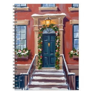 Deck the Halls City Christmas Brownstone Notizblock