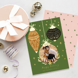 Deck The Halls Elegant Hanging Foto Ornamente Folien Feiertagskarte