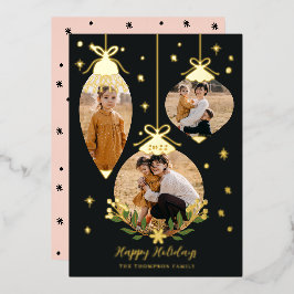 Deck The Halls Elegant Hanging Foto Ornamente Folien Feiertagskarte