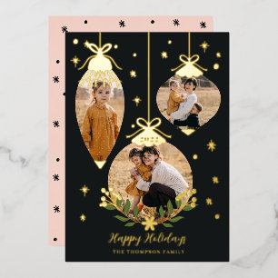 Deck The Halls Elegant Hanging Foto Ornamente Folien Feiertagskarte