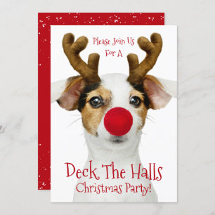 Deck The Halls - Funny Dog - Christmas Party - Einladung