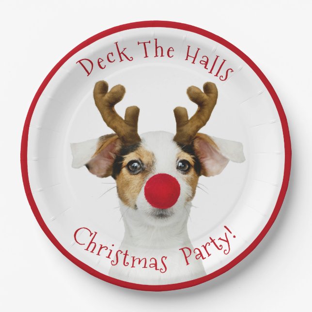 Deck the halls, Funny Dog, Weihnachts-Party Pappteller (Vorderseite)