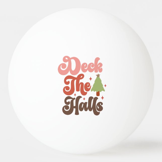 Deck the Halls Retro Groovy Weihnachtsfeiertage Tischtennisball (Vorderseite)