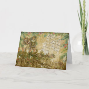 "Deck the Halls" Vintage-Weihnachtskarte Karte